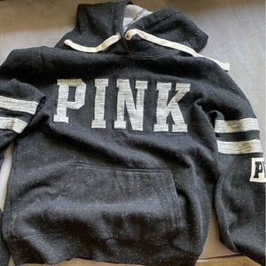 PINK hoodie, vintage football embroidered